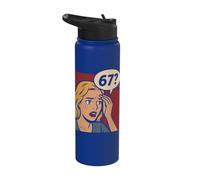 Retro Pop Art Comic 6x7 Funny Math Meme 67 Question Brainrot Stainless Steel Insulated Water Bottle