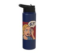 Retro Pop Art Comic 6x7 Funny Math Meme 67 Question Brainrot Stainless Steel Insulated Water Bottle