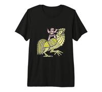 Retro Pop Art Rooster with Figure Ben-Day Dot Design Premium T-Shirt