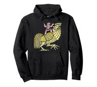 Retro Pop Art Rooster with Figure Ben-Day Dot Design Pullover Hoodie