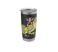 Retro Pop Art Rooster with Figure Ben-Day Dot Design Stainless Steel Insulated Tumbler