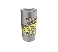 Retro Pop Art Rooster with Figure Ben-Day Dot Design Stainless Steel Insulated Tumbler