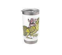 Retro Pop Art Rooster with Figure Ben-Day Dot Design Stainless Steel Insulated Tumbler