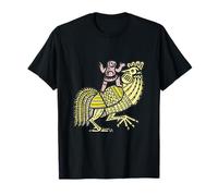 Retro Pop Art Rooster with Figure Ben-Day Dot Design T-Shirt