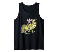 Retro Pop Art Rooster with Figure Ben-Day Dot Design Tank Top