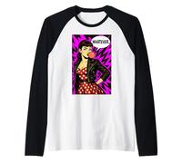 Retro Pop Art Vintage Style Woman with Bubble Gum Whatever. Raglan Baseball Tee