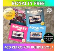 RETRO POP MUSIC CD BUNDLE VOL 1 X4CD - PRS PPL Licence Free music 4hrs for Home and Background Listening