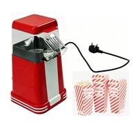 Gr8 Home Retro Electric Popcorn Popper Maker Machine 1200W Hot Air Popcorn Machine Oil Free Fat Free Healthy Snack Maker with 6 Serving Boxes, Red
