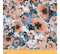 Retro Poppy Fabric by The Yard,Graffiti Flowers Plants Upholstery Fabric for Chairs Sofa,Black Hand Painted Botanical Waterproof Fabric for Upholstery and Home DIY Projects,1 Yard