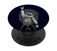 Retro Porcupine I Love Rock Music Funny Men Children Women PopSockets Adhesive PopGrip