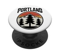 Retro Portland Sunset Mountain Design Vintage Oregon Forest PopSockets Adhesive PopGrip