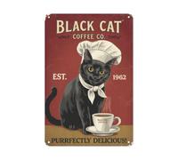 Retro Poster Feline Cafe Bar Signs Flower Signs for Cafe,Private Parking,DIY/Personalization Seekers,Pet Lovers S