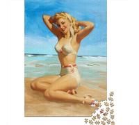 Retro Poster Girl 1000 Pieces Puzzles for Teenagers Gifts Paper Puzzle Jigsaws for Adults Home Educational Games DIY Toys 1000pcs (38x26cm)