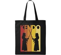 Retro Poster Styled Kendo Martial Arts Graphic Natural Ecological Cotton Tote Bag Black
