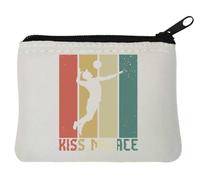 Retro Poster Styled Kiss My Ace Volleyball Graphic Neoprene Coin Purse Pouch 10x11cm White