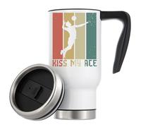 Retro Poster Styled Kiss My Ace Volleyball Graphic Vacuum Insulated Thermal Travel Coffee Mug 480ml White