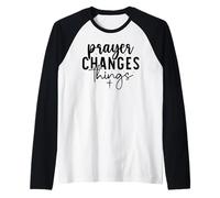 Retro Prayer Changes Things - Inspirational Christian Faith Raglan Baseball Tee