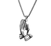Retro Praying Hands Neckace For Men Hiphop Chain Trendy Silver Color Palm Clapping Pendant Neck Gifts