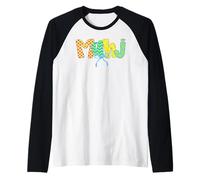 Retro Preppy Bright Coquette Bow Patchwork Mahjong Night Raglan Baseball Tee