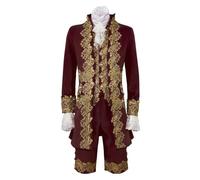 Retro Prince Costume Men's Gothic Coat Men's Embroidery Including Suit Vest & Trousers, Renaissance Victorian Court Royal Prince Clothing Medieval Halloween Nobleman Cosplay Costume