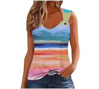 Retro Print V-Neck Camisole Tops - Wide Straps Sleeveless Tee Shirts - Ladies Casual Loose Summer Vests - Women's Printed Camisole Tops