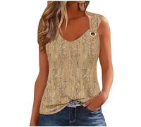 Retro Print V-Neck Camisole Tops - Wide Straps Sleeveless Tee Shirts - Ladies Casual Loose Summer Vests - Women's Printed Camisole Tops
