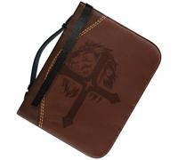Retro Printed Pu Leather Bible Carrying Case with Handle Brown