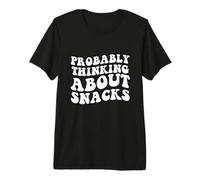 Retro Probably Thinking About Snacks Funny Eating Humor Premium T-Shirt