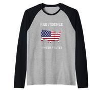Retro Providence United States Distressed United States Flag Raglan Baseball Tee