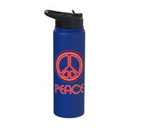 Retro Psychedelic Peace Sign Linear Graphic Stainless Steel Insulated Water Bottle
