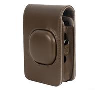 Retro PU Camera Bag for Fujifilm For Instax LiPlay, Soft Protective Case with Shoulder Strap, Waterproof Shell with Removable Cap for Travel, Black(coffee brown)