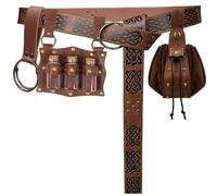 Retro PU Leather Waist Bag 4pcs Set Adjustable Belt Girdle Keyring & Quiver for Festivals Travel Daily Brown/Black Adjustable PU Belt