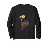 Retro Puffin Icelandic Bird Gift For Birders Iceland Long Sleeve T-Shirt