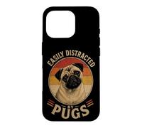Retro Pug Easily Distracted By Pugs Case for iPhone 16 Pro