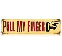 Retro Pull My Finger Metal Tin Signs 16x4 Inch Decorative Poster Plate Funny Wall Decor for Garden Man Cave Beer Home