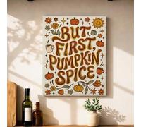 Retro Pumpkins Spice Coffee Quote Autumn Canvas Kitchen Wall Art 16x20