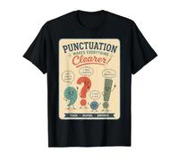 Retro Punctuation Teacher Grammar Humor Classroom Quote Value Graphic T-Shirt, Men, Black, S