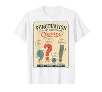 Retro Punctuation Teacher Grammar Humor Classroom Quote Value Graphic T-Shirt, Men, White, M