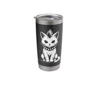 Retro Punk Rock Grunge Kitten Mohawk | Distressed Gothic Emo Stainless Steel Insulated Tumbler