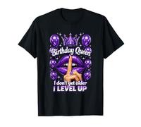 Retro Purple Birthday a Queen I Dont Get Older I Level Up T-Shirt