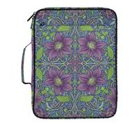 Retro Purple Clematis William Morris Document File Folder Expanding 7 Pockets A4 Letter Size with Zipper Closure for Office File Organizer carpetas de