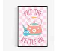 retro put the kettle on tea A4 UNFRAMED PRINT PICTURE aesthetic preppy kitchen wall art Home decor Decorating gift