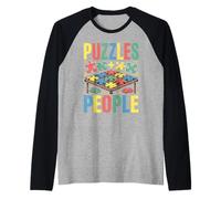 Retro Puzzles People Jigsaw Puzzle Solver Enthusiast Raglan Baseball Tee