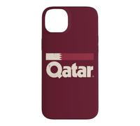 Retro Qatar Flag Qatari Yalla Burgundy Case for iPhone 14 Plus