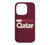 Retro Qatar Flag Qatari Yalla Burgundy Case for iPhone 14 Pro