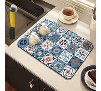 Retro Quick-Drying Water-Draining Mat for Kitchen Bar Countertops, Non-Slip Microfiber Dish Rack Mats, Super Absorbent Heat Resistant Multi-use Drying Matt Kitchen Counter(1PcD,19.7*31.5")