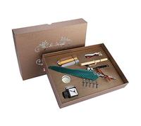 Retro Quill Feather Writing Pen Set, Vintage Dip Quill Pen with Empty Ink Bottle, Stainless Steel Nib Alloy Handle for Teachers Friends Gift, Includes Sealing Wax and (Blackish Green)