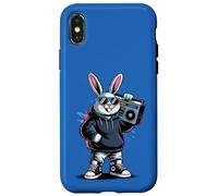 Retro Rabbit Boombox Hip Hop 80s 90s Music Lover Bunny Case for iPhone X/XS
