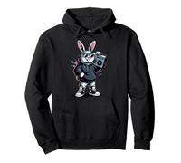Retro Rabbit Boombox Hip Hop 80s 90s Music Lover Bunny Pullover Hoodie