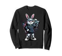 Retro Rabbit Boombox Hip Hop 80s 90s Music Lover Bunny Sweatshirt